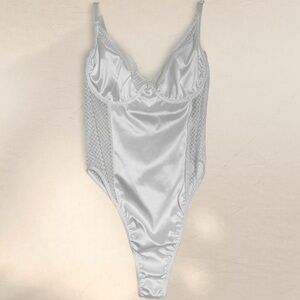 Nasty Gal white mesh and satin panelled bodysuit